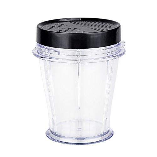 Homdox Mini Mixer Smoothie, 4 Edelstahlmesser mit Saftbecher, Grinding Cup, Seal Ice Cup und 2 Spare Lids, Standmixer Set 250W - 8