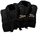 Produktbild Home N Living Bademantel für Damen und Herren, 100% Baumwolle, extra saugfähig, mit Gürtel, für Hochzeit, Jahrestag, Hochzeit, Geschenk, 100% Baumwolle, Black His/Hers, one Size fits All M/L/XL