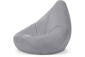 Bean Bag Bazaar High Back Recliner Chair, Grey, 87cm x 65cm, Large Living Room Gaming Bean Bags, Water Resistant Outdoor Lounger Beanbag