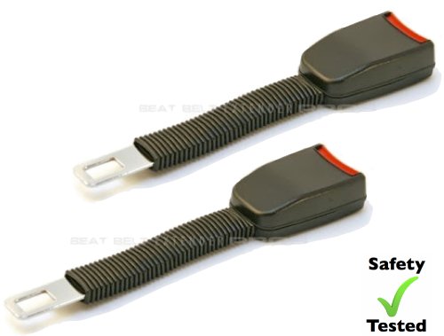 2 x Rigid 20cm Seatbelt Extension - Type A (21mm wide metal tongue) - Stands Upright!