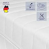 Kaltschaummatratze 90x200 cm mit guter Körperanpassung durch Liegezonen. Atmungsaktivität sorgt für ein angenehmes Schlafklima