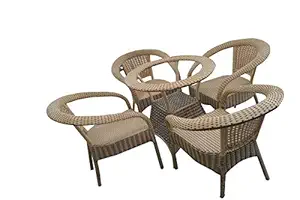 A K Furniture Furniture||Garden Furniture||Balcony Furniture Set for Outdoor/Indoor Use 1 Table with 4 Chairs(Without Glass)/Color-Brown & Beige