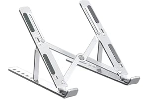 Hcjip Support Ordinateur Portable, Support PC Portable à 7 Niveaux Réglables, Antidérapant en Aluminium Ventilé Stand,10-15,6''