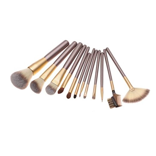 Tenn Well 12-tlgs Pinsel Make-up Set (Weisse , Kosmetik Pinsel Tasche) - 3