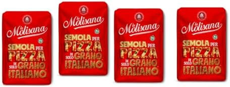 La Molisana, Kit Semola di Grano Duro per Pizza, Kit Composto da 4 Confezioni di Semola di Grano Duro Italiano per Pizza da 1 Kg, Ideale per la Preparazione di Pizza Croccante