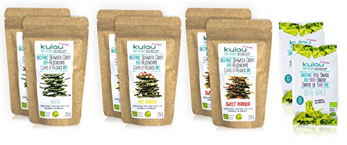 KULAU Bio-Algenchips Probierpaket 6 x 25 g + 2x Bio-Nori-Snack 4 g