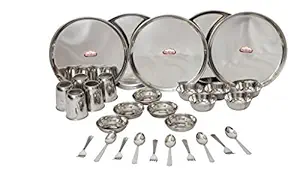Shubham Stainless Steel 30 Pcs Dinner Set(Silver)