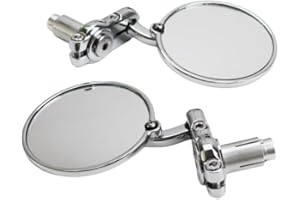 YFZCLYZAXET 3" Convex Round 7/8" 22mm Handlebar Rearview Side Bar End Mirror Cafe Racer BOBBER Rat Bike Old School Retro (Chrome)