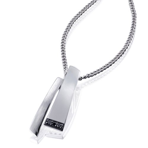 Goldmaid-Damen-Brillanten-Schmuckset-Halskette-Ohrringe-925-Sterlingsilber-schwarze-Diamanten