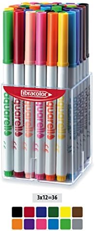 FIBRACOLORAquarello Jar 36 Watercolour Markers Brush Tip