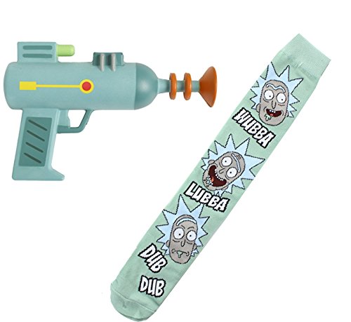 Rick and Morty Knee High Socks and Foam Costume Laser Gun Bundle