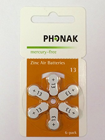 Phonak tamaño 13 sin mercurio audífono recargable X60 celdas (10 paquetes) by keephearing Ltd