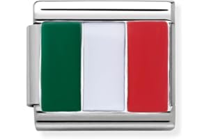 2Burned Italian Charm Flag for 9 mm Bracelets Stainless Steel