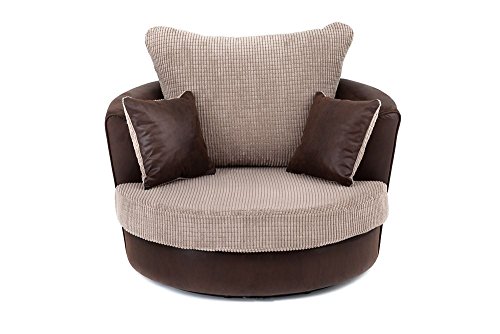Dino Swivel Chair in Brown and Beige
