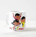 Funkybaba Ceramic Coffee Mug, Happy Holi Printed Mug, 325 ml Mug, Gift for Couple, Mug for Friends, Mug for Brother, Mug for Sister
