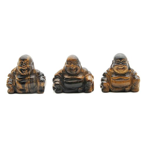 JOVIVI Dekoration Reiki Edelstein Kristall Maitreya Happy Buddha Figur Schutzengel Talisman Glücksbringer Feng Shui Energietherapie Deko (Tigerauge) - 5