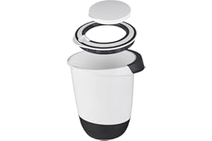 Unbekannt Bol mélangeur avec couvercle 1,5 l ouverture de mélange base anti-éclaboussures bol 1,5 l récipient de conservation des aliments blanc noir