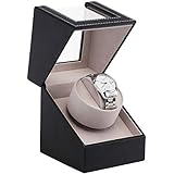 Uhrenbeweger Fur Automatikuhren Uhr Display Stand Leder Einzelne Automatische Uhr Winder Box Aufbewahrungskoffer Für 1 Armbanduhr,Black