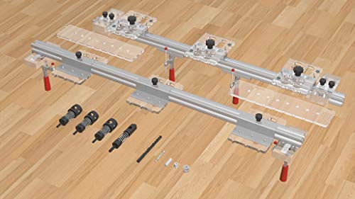 Sistema Minifix de 3 cabezales, estantes y plantilla para tacos de conexión, de la marca Sablon