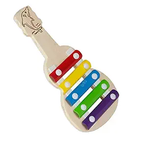 Hello Store Wooden (5 Nodes) | Kids First Musical Sound Instrument Toy | Babies Toddlers 6 Months + (Small Guitar Xylo)