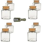 Viva Haushaltswaren - 8 kleine Gew&uuml;rzgl&auml;ser 100 ml, Glasdosen mit Korkverschluss f&uuml;r Gew&uuml;rze, Salz, Gastgeschenke, usw, inklusive einer Gew&uuml;rzschaufel aus Holz