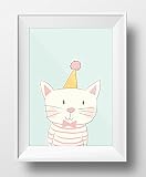 Willkommen Baby-Poster Set – Poster und Kinderzimmer-Dekoration für das Neugeborene mit süßen Tieren für Babies und Kleinkinder, Set aus 7 Stück ohne Rahmen, 13x18cm, Fotopapier, Pastellfarben - 4