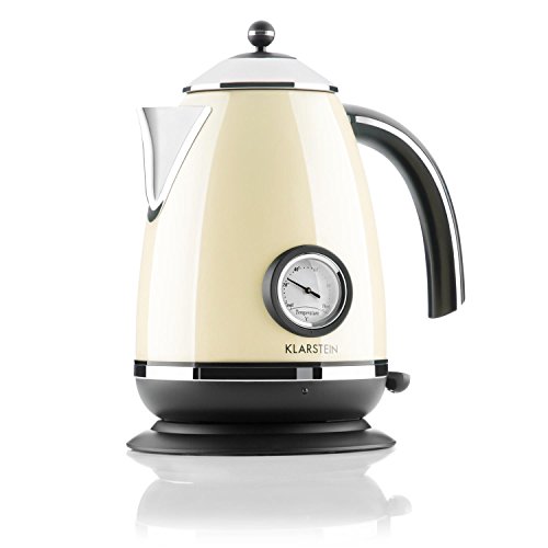 Klarstein Aquavita Retro Frühstücksset Wasserkocher + Toaster (Wasserkocher mit 1,7 Liter, 2200 Watt, 2-Scheiben-Toaster 1000 Watt, Auftau- und Aufwärm-Funktion, Edelstahl) creme - 8