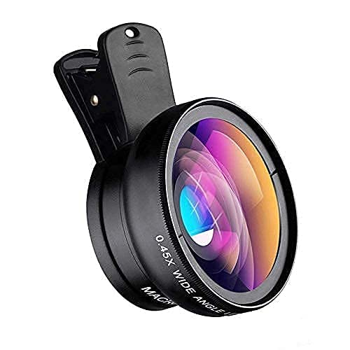 LIMESHOT CX2 Mobile Camera Lens, 0.45X Super Wide Angle Lens, 15X Macro Lens, Clip-On 2 in 1 Professional for Lens Kit for TIK Tok, Vlog, YouTube, Reels Compatible with All Smartphones-(Black)