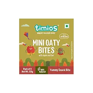 Timios Mini Oaty Bites | Apple and Kiwi | Healthy Snack for Kids | Natural Energy Food Product for Toddlers and Preschoolers | Nutritious and Ready to Eat for Children 18+ Months Pack of 2