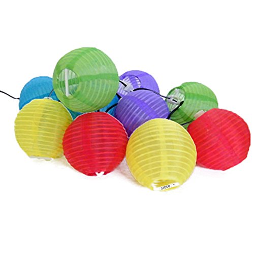 SIDCO ® LED Lampionkette 10er Lampion bunt Außen Beleuchtung Garten Solar