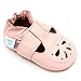Soft Leather Baby Shoes with Suede Soles by Dotty Fish. Pale Pink Mary-Jane Sandal Design Girls 6-12 Months