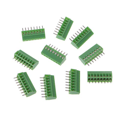 JOYKK 10 Pieces 8Pin Screw PCB Mounted Terminal Blocks Connector 2.54mm Pitch - Green