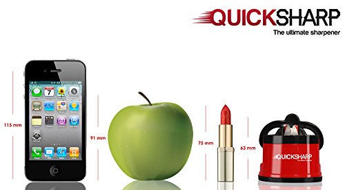 Messerschärfer von QUICKSHARP® Messerschleifer [Knife Sharpener] Professionelle Ergebnisse leicht gemacht mit nur einer Hand (Rot) - 3