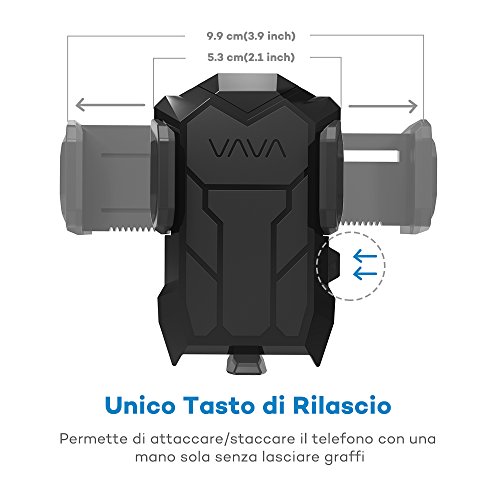 Porta Cellulare Auto VAVA Supporto Auto Smartphone per la Presa dâ€™Aria della Macchina (Presa Salda e Sicura, Unico Tasto di Rilascio, Perno Rotante a 360 Gradi) â€“ Compatibile con iPhone 7 / 7 Plus / 6s / 6 / SE / 5s / 5 / 4S / 4, Samsung Galaxy, HTC, LG, Huawei, etc.