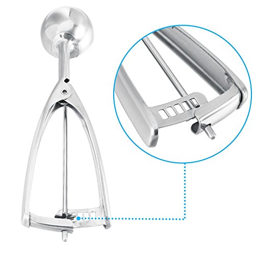 Eisportionierer, Pupow Premium-18/8 Edelstahl Eisportionierer Plätzchen-Scoop, 45mm. (Mittel) - 4