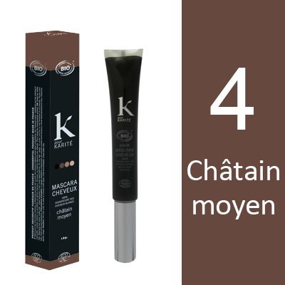 K pour Karité, Organic Hair Mascara (100% white hair covered) n°4 Medium Brown