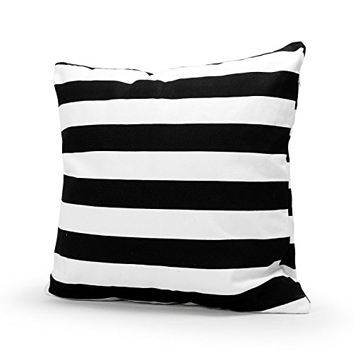 Laviervert Quadratischer Kissenbezug, Kissenhülle aus Baumwolle und Segeltuch mit Schwarz-Weiß Streifen, 50 X 50 cm