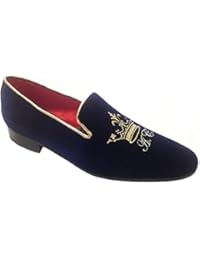 Garofalo Gianbattista Pantofole Slippers, in Velluto con Ricamo Corona e iniziali