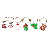 Albeey 6 Stück Weihnachten Weinglas Charms Glasmarker Ring...