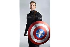 Riyex Medieval Shield Metal Prop Replica Shield Metal 1:1,MCU Marvel Cosplay,The Captain Steven Rogers, Red, 22 Inch