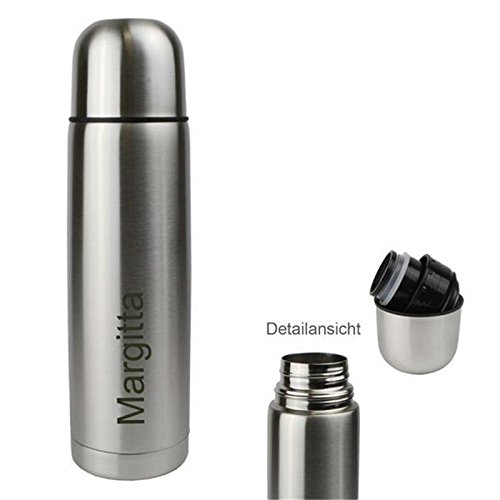 Preisvergleich Produktbild Edelstahlkanne / Thermoflasche mit individueller Gravur . Edelstahl Isolierflasche doppelwandig als Geschenk Idee (SB1692)
