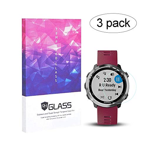 Pellicola protettiva in vetro temperato UIQELYS per Garmin Forerunner 645, Custodia protettiva in durezza 9H per Garmin Forerunner 645 Smartwatch 3Pack