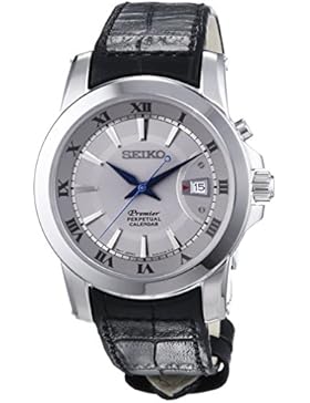 Seiko Herren-Armbanduhr XL Premier Perpetual Calendar Analog Quarz Leder SNQ143P1