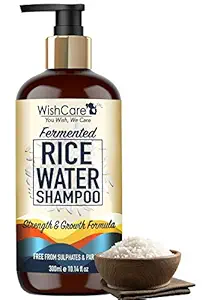 WishCare Fermented Rice Water Shampoo - Strength & Growth Formula - Free from Mineral Oils, Sulphates & Paraben - For All Hair Types - 300 Ml