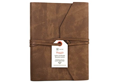 Viaggio Notizbuch handgefertigt mit Einband aus recyceltem Italienisches Leder Tan Small, blanko Seiten (17cm x 13cm x 2cm) - 2