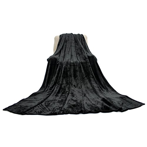Auralum® Elegante Kuscheldecke 100% Polyester Warm Weich und Bequem 210*280cm Schwarz XXXL - 3