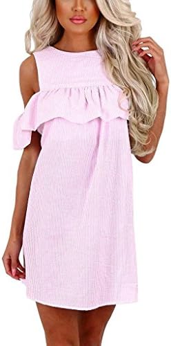 Thriving Prosperous Off Shoulder Dress Striped Ruffled Party Sundress for Ladies