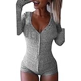 ISASSY Women's sexy V Neck Long Sleeve Slim Bodysuit Leotard Bodycon Jumper Jumpsuit Short Romper Crop Tops shirt blouse