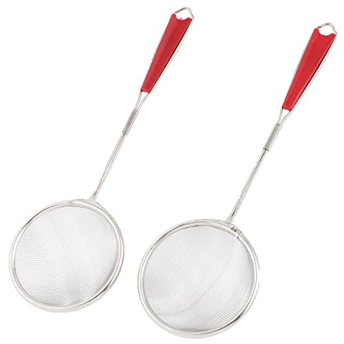 Preisvergleich Produktbild Sourcingmap® 2Stk Kunststoff beschichtete Griff Edelstahlgewebe Sieb Schöpfkelle Geschirr DE de