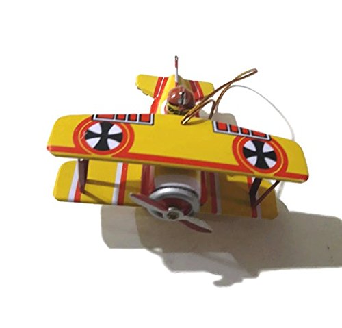 Juguete Vintage de Hojalata Avión Amarillo - Coleccionista